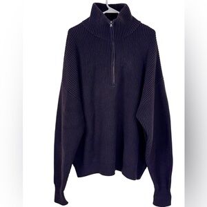 THE FRANKIE SHOP HARRISON QUARTER ZIP JUMPER IN DARK PLUM